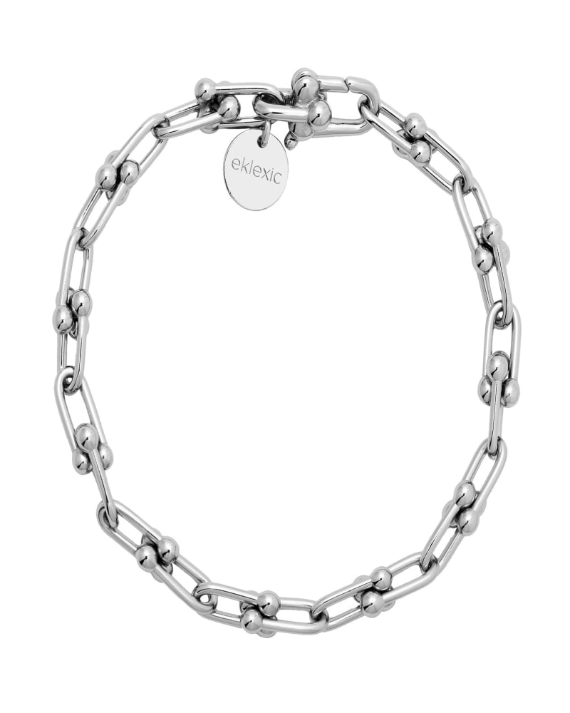 Front of a size 10.5" Small Margaux Anklet 10.5" Silver in Silver by Eklexic. | dia_product_style_image_id:285646